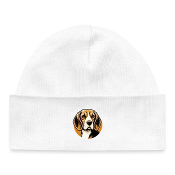 Beagle Hundekopf - Baby Organic Mütze - Weiß - Vorne