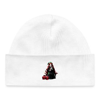 Christmas elf with kitten. - Baby Organic Beanie - white - Front