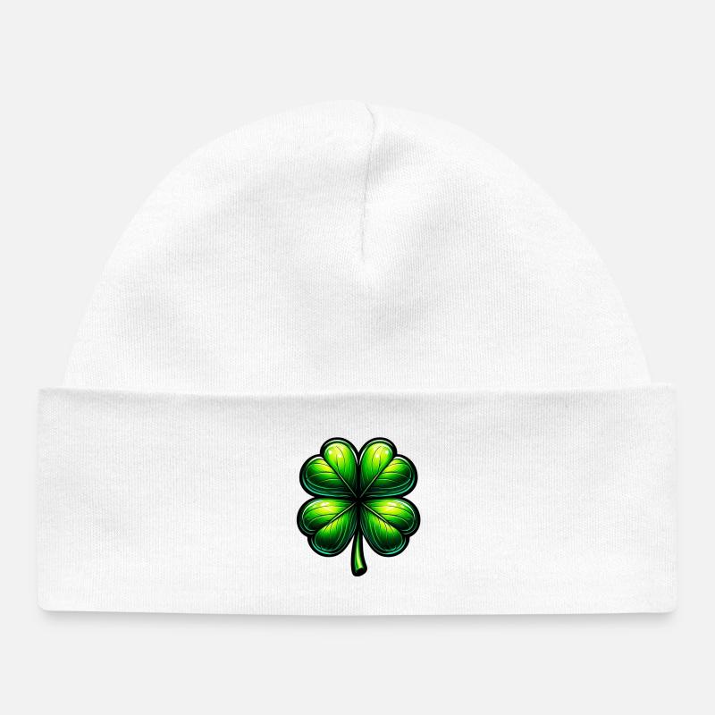 Trèfle à quatre feuilles - Bonnet bébé bio - blanc