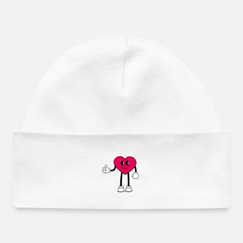 Cœur - Bonnet bébé bio - blanc
