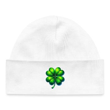 Trèfle à quatre feuilles - Bonnet bébé bio - blanc - Devant