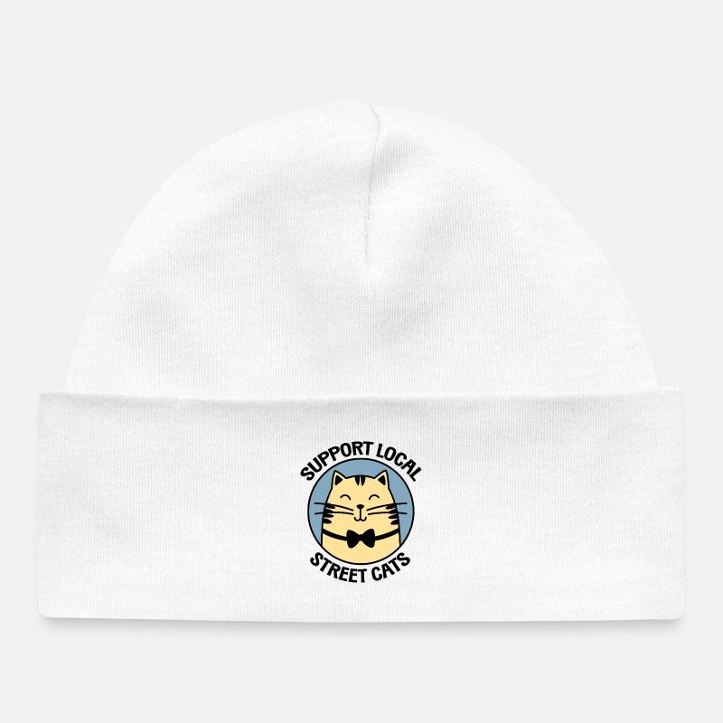 Chat noeud papillon chic - Chat de dessin animé élégant - Bonnet bébé bio - blanc