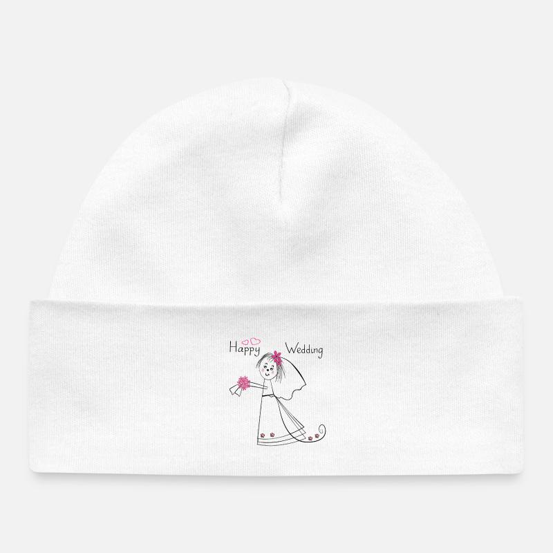 Joyeux mariage Hochzeit - Bonnet bébé bio - blanc