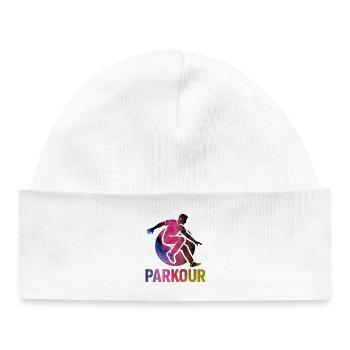 Parkour Jump - Design urbain dynamique - Bonnet bébé bio - blanc - Devant