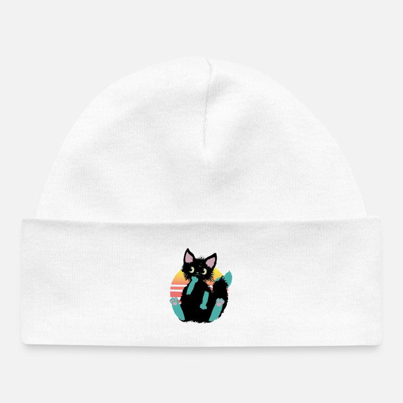 doodle chat blob, pense - Bonnet bébé bio - blanc