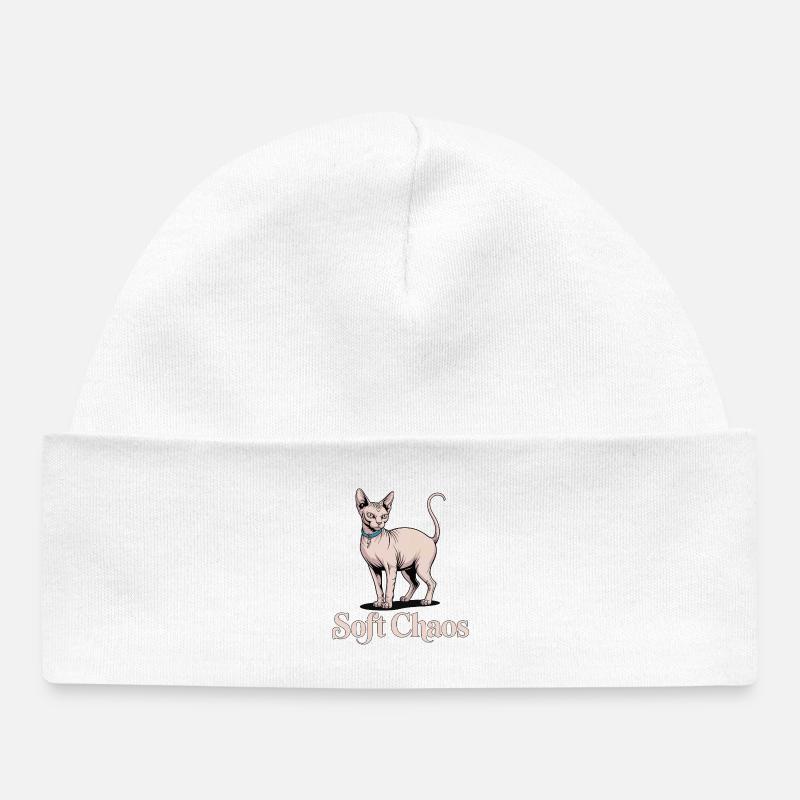 Soft Chaos Sphynx Cat - Baby Organic Beanie - white