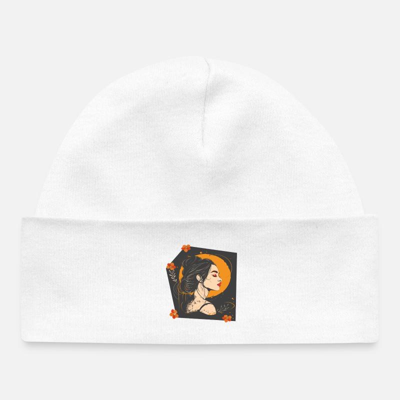 Visage de femme - Bonnet bébé bio - blanc