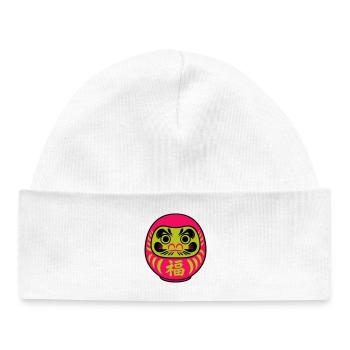 Farbige Daruma mit Glückssymbolen - Baby Organic Mütze - Weiß - Vorne