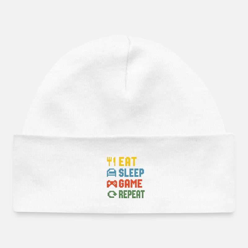Manger dormir jeu Répéter - Bonnet bébé bio - blanc
