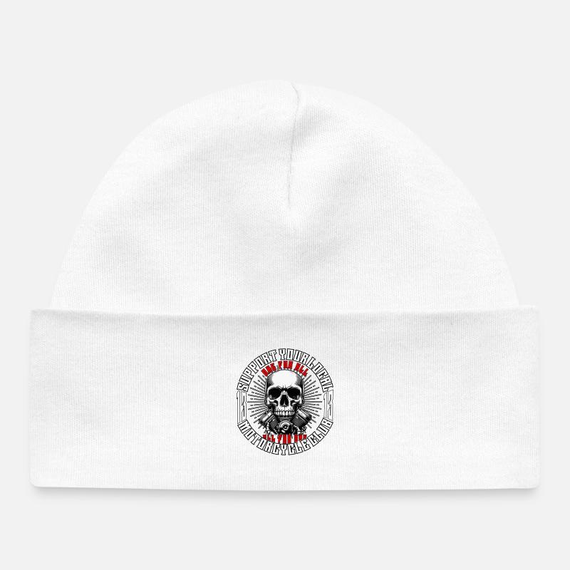 Biker Chopper Motorradfahrer Skull mit Motor - Baby Organic Mütze - Weiß
