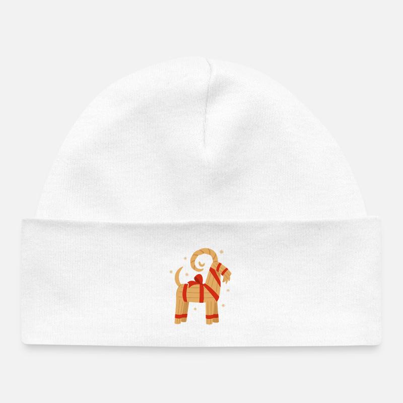 Julbock – Chèvre de Noël suédoise - Bonnet bébé bio - blanc