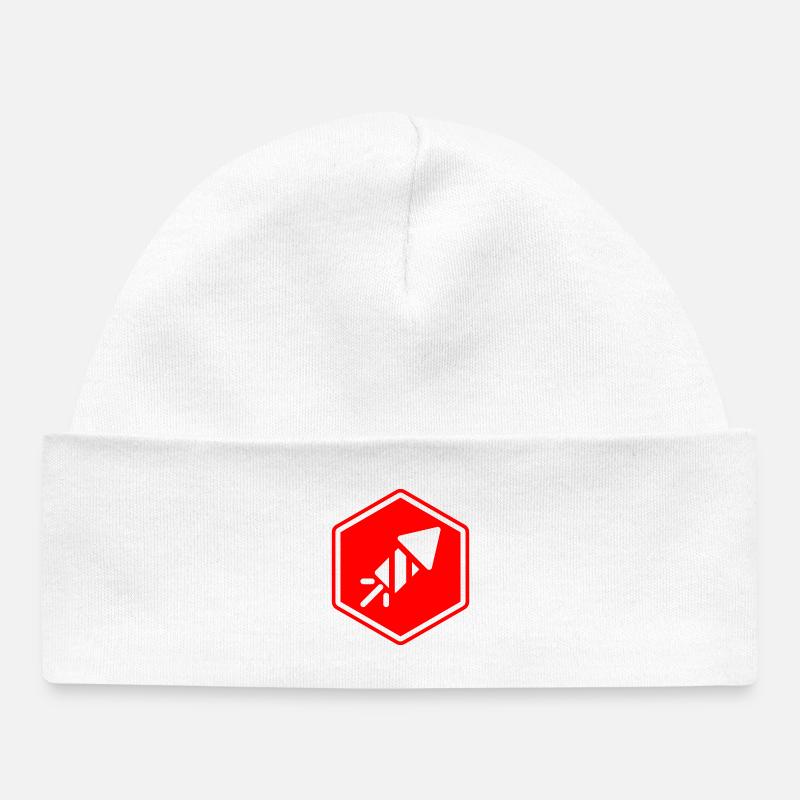 Motif géométrique abstrait en rouge - Bonnet bébé bio - blanc