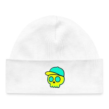 Neon Schädel Cap Streetwear - Baby Organic Mütze - Weiß - Vorne