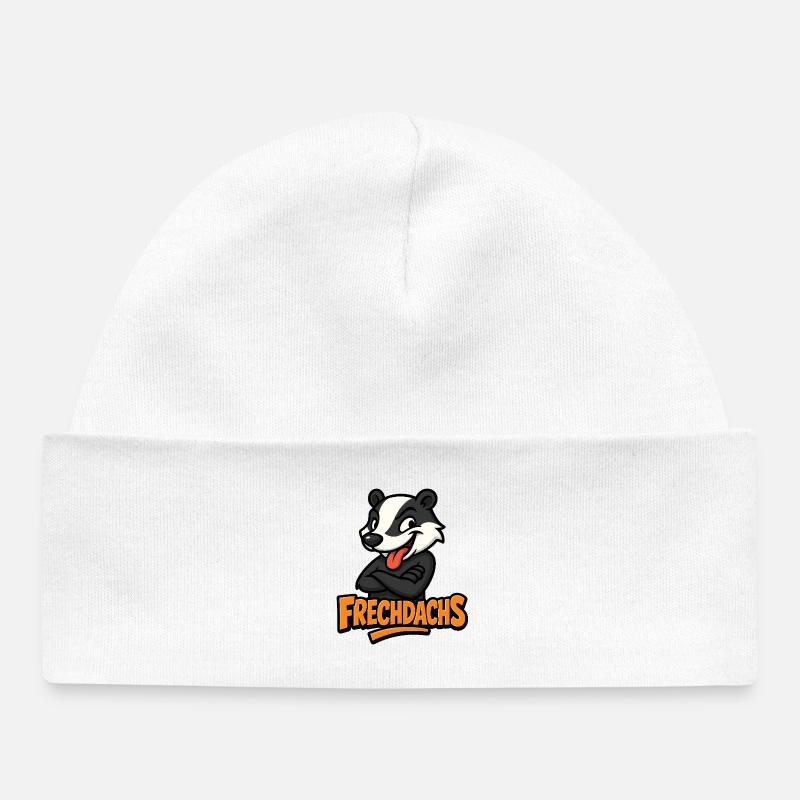 Motif de blaireau de dessin animé coquin - Bonnet bébé bio - blanc