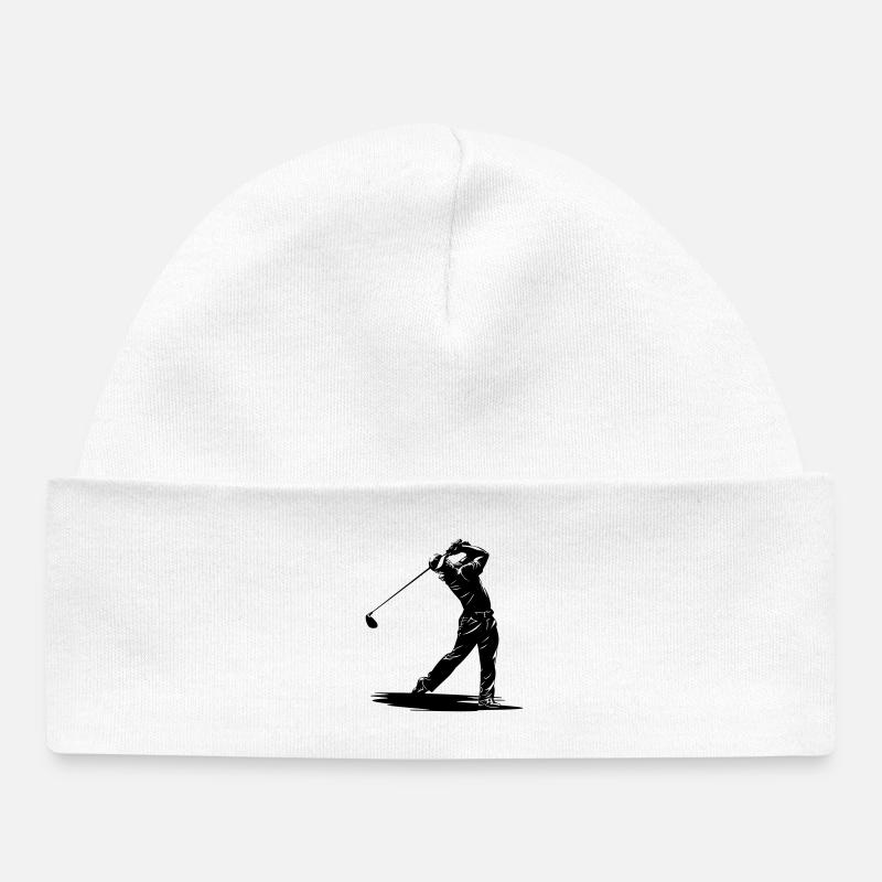 Silhouette de swing de golfeur - Bonnet bébé bio - blanc