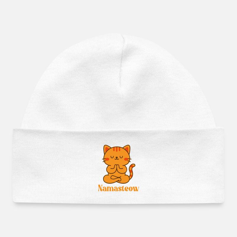 Namasteow - Zen Cat Vibes - Bonnet bébé bio - blanc