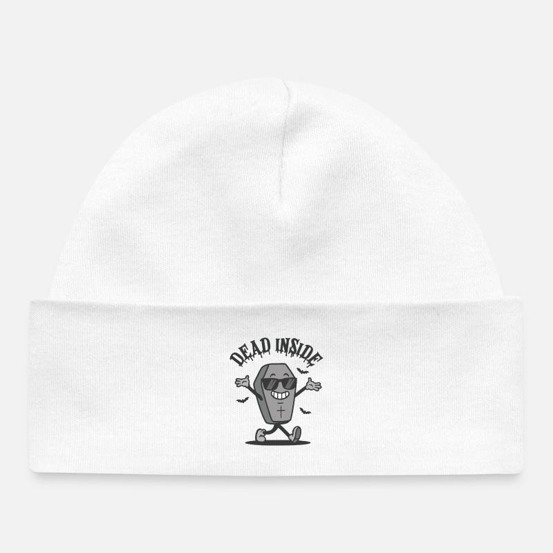 Dead Inside - Happy Coffin Halloween Design - Bonnet bébé bio - blanc