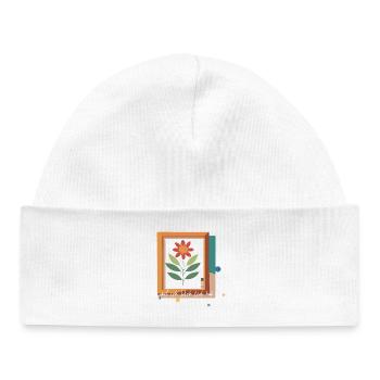 fleur dans le cadre photo amour - Bonnet bébé bio - blanc - Devant
