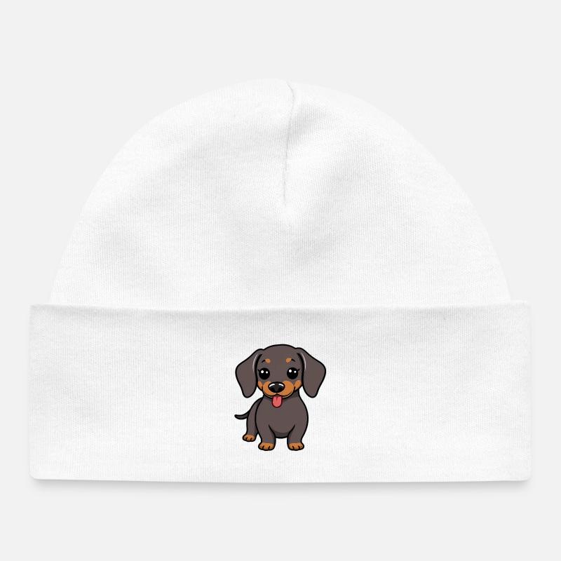 Chien teckel - Bonnet bébé bio - blanc