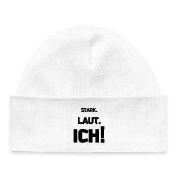 Fort. Fort. Je! - Bonnet bébé bio - blanc - Devant
