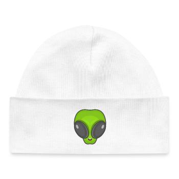 Tête d’extraterrestre verte - Bonnet bébé bio - blanc - Devant