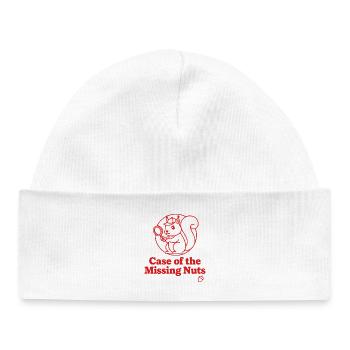 Case of the Missing Nuts Squirrel - Baby Organic Beanie - white - Front