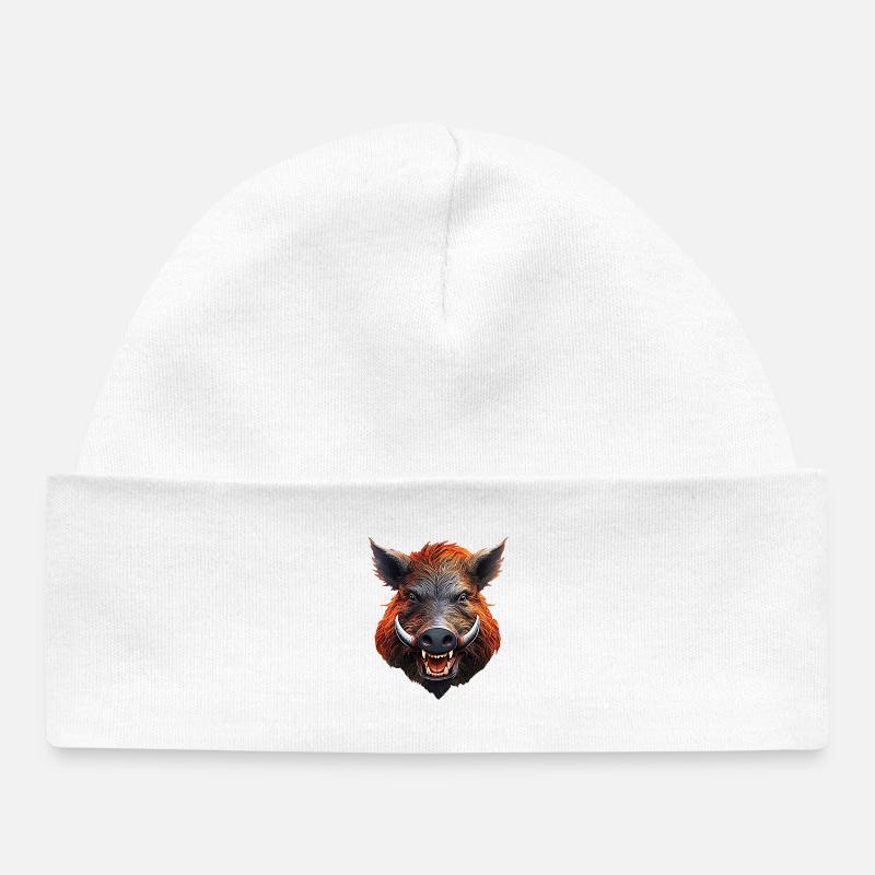 Sanglier - Bonnet bébé bio - blanc