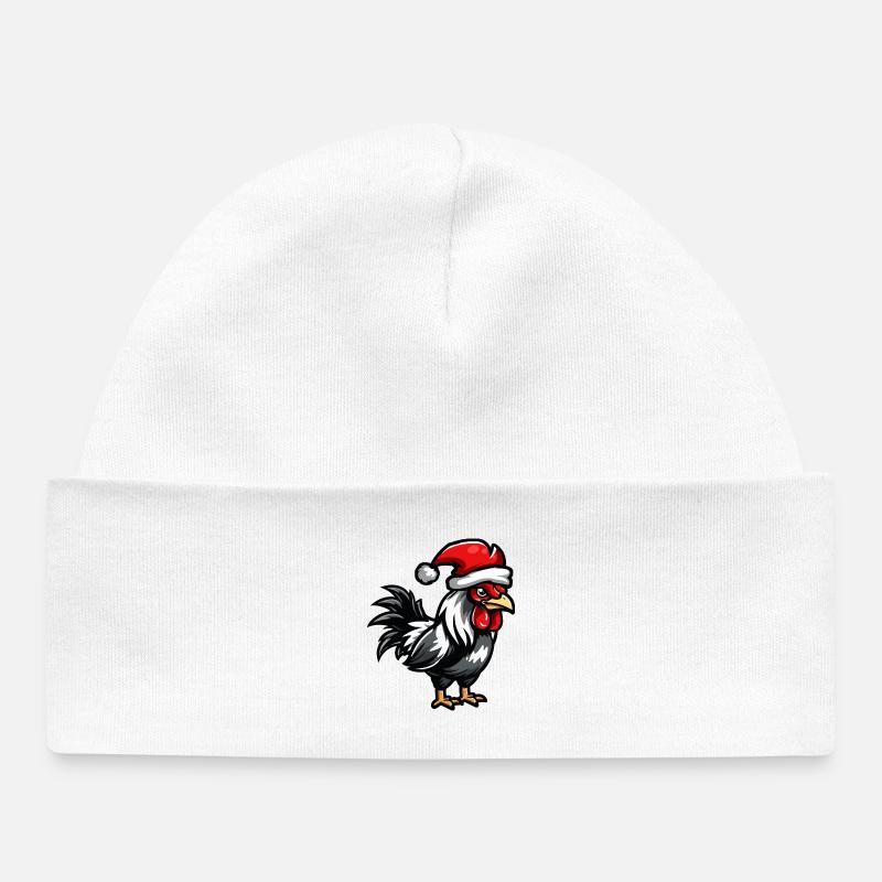 Coq Noël - Bonnet bébé bio - blanc