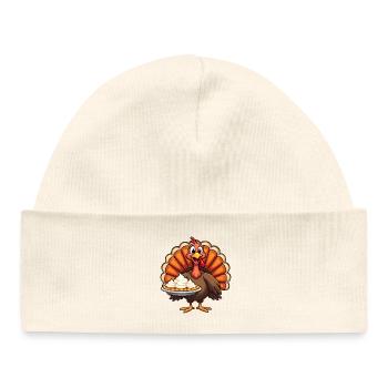 Thanksgiving Drôle Dinde de Thanksgiving - Bonnet bébé bio - blanc - Devant