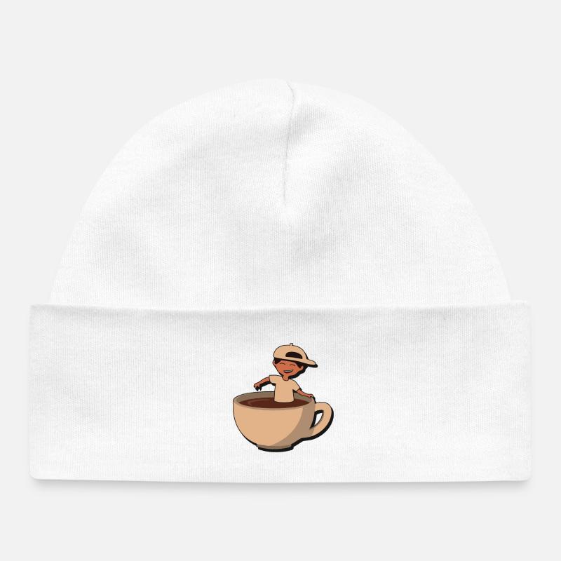 Éclaboussure de café Cup Buddy - Bonnet bébé bio - blanc