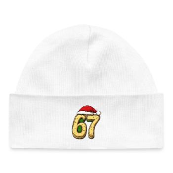 67 Number Biscuit Christmas - Baby Organic Beanie - white - Front