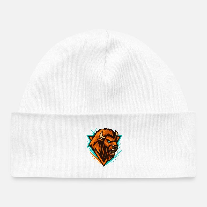 Logo de la Tempête d’Ours Turquoise Orange - Bonnet bébé bio - blanc