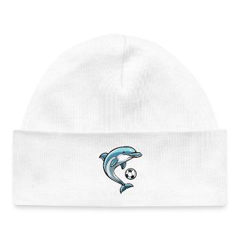 Football avec dauphins - Bonnet bébé bio - blanc - Devant