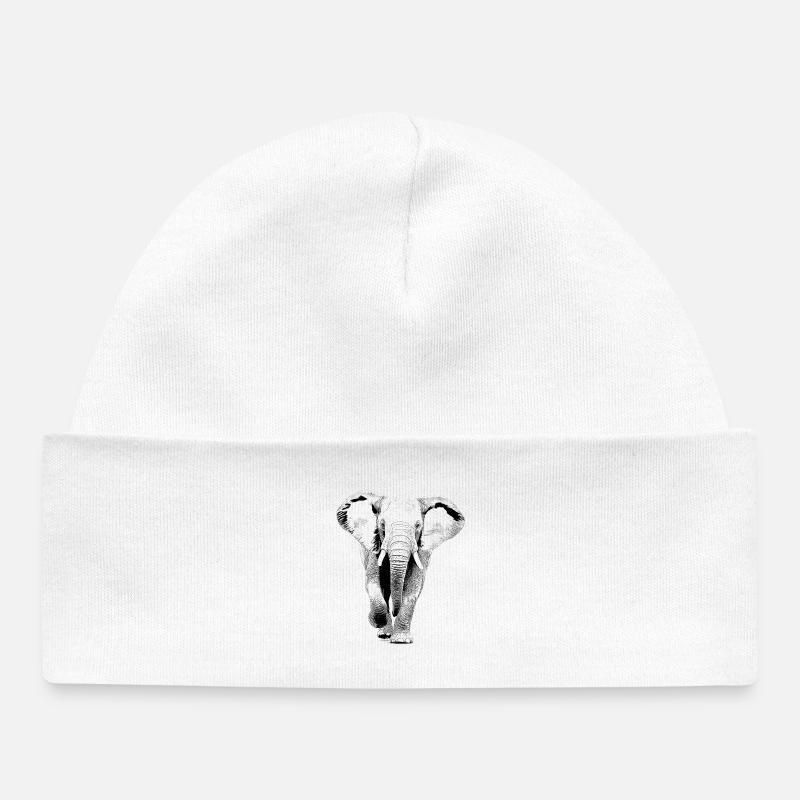 Éléphant - Bonnet bébé bio - blanc