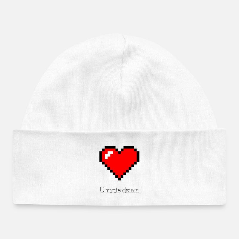 Fromage rouge pixelisé sur fond noir - Bonnet bébé bio - blanc