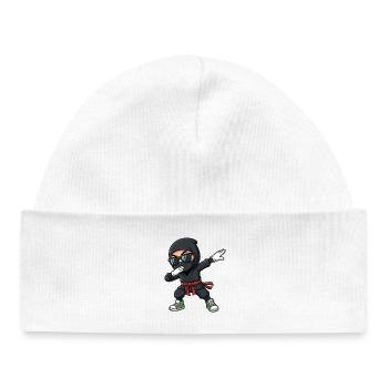 Funny Dabbing Ninja Cartoon - Baby Organic Beanie - white - Front