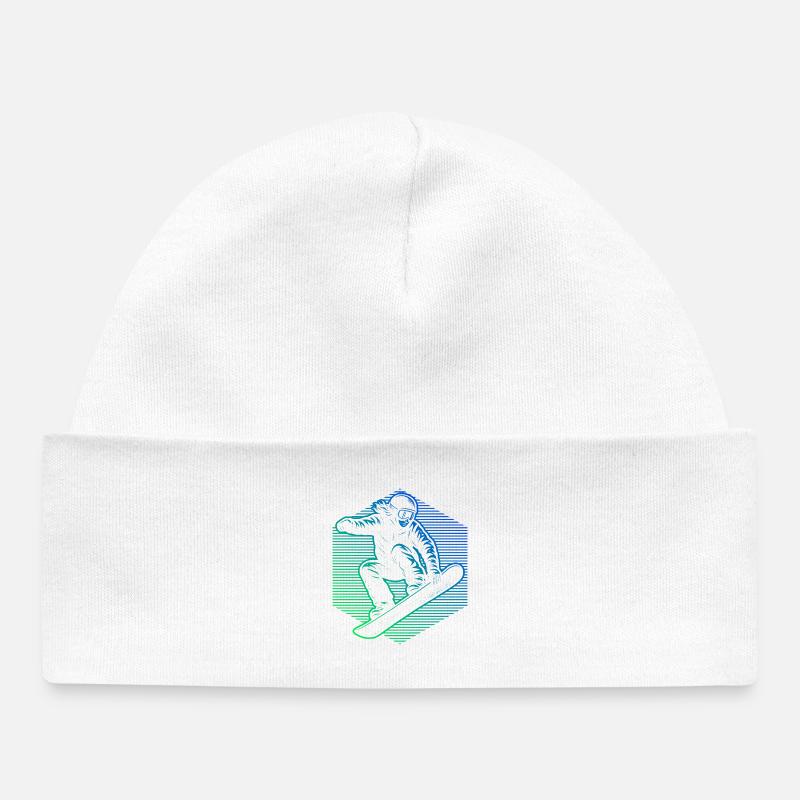 Snowboardeurs en pente néon - Bonnet bébé bio - blanc
