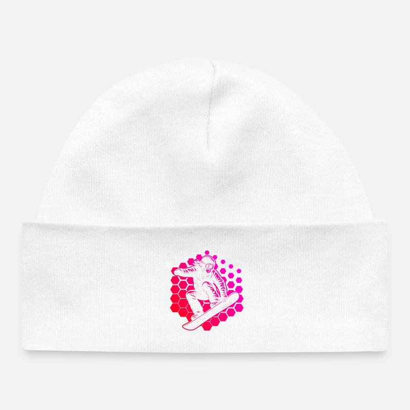 Motif classique du snowboard - Bonnet bébé bio - blanc
