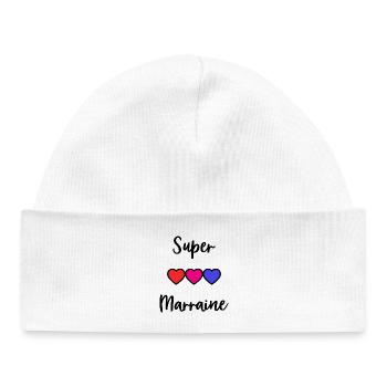 MARRAINE, SUPER MARRAINE, PARRAIN, FILLEUL - Bonnet bébé bio - blanc - Devant