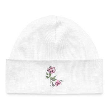 Rose - Bonnet bébé bio - blanc - Devant