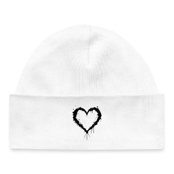 Black Heart, Valentine's Day, Love - Baby Organic Beanie - white - Front