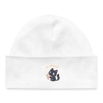 Kawaii-Katze und kreativer Drachen - Baby Organic Mütze - Weiß - Vorne