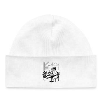 Thoughtful Cat Cafe - Baby Organic Beanie - white - Front