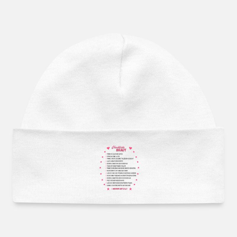 Checklist de la mariée rose - Bonnet bébé bio - blanc