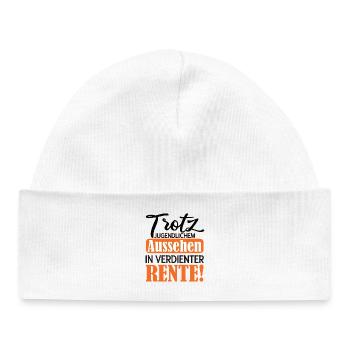 Appearance instead of Pension Satire Pension 2026 - Baby Organic Beanie - white - Front