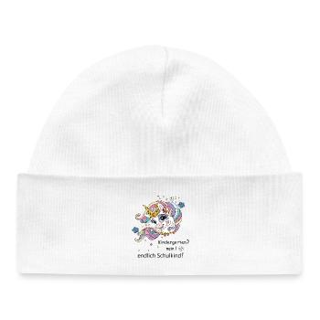 Finally a schoolchild - Baby Organic Beanie - white - Front