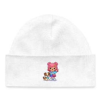 Cute Toka girl - Aesthetic Gamer Girl and Pup - Baby Organic Beanie - white - Front