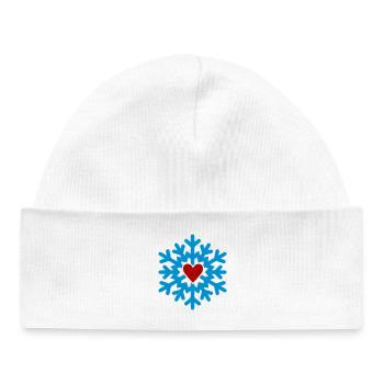 Winter Heart Snowflake - Baby Organic Beanie - white - Front