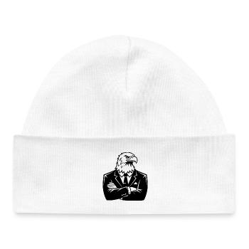 Eagle in a Suit – Leadership Animal Design - Baby Organic Beanie - white - Front