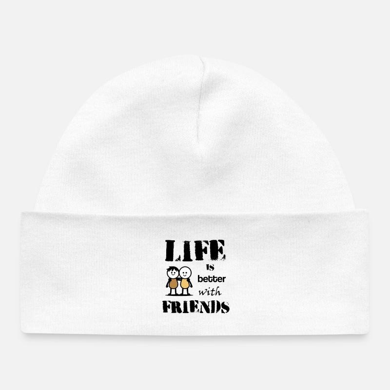 life_is_better_with_friends - Bonnet bébé bio - blanc